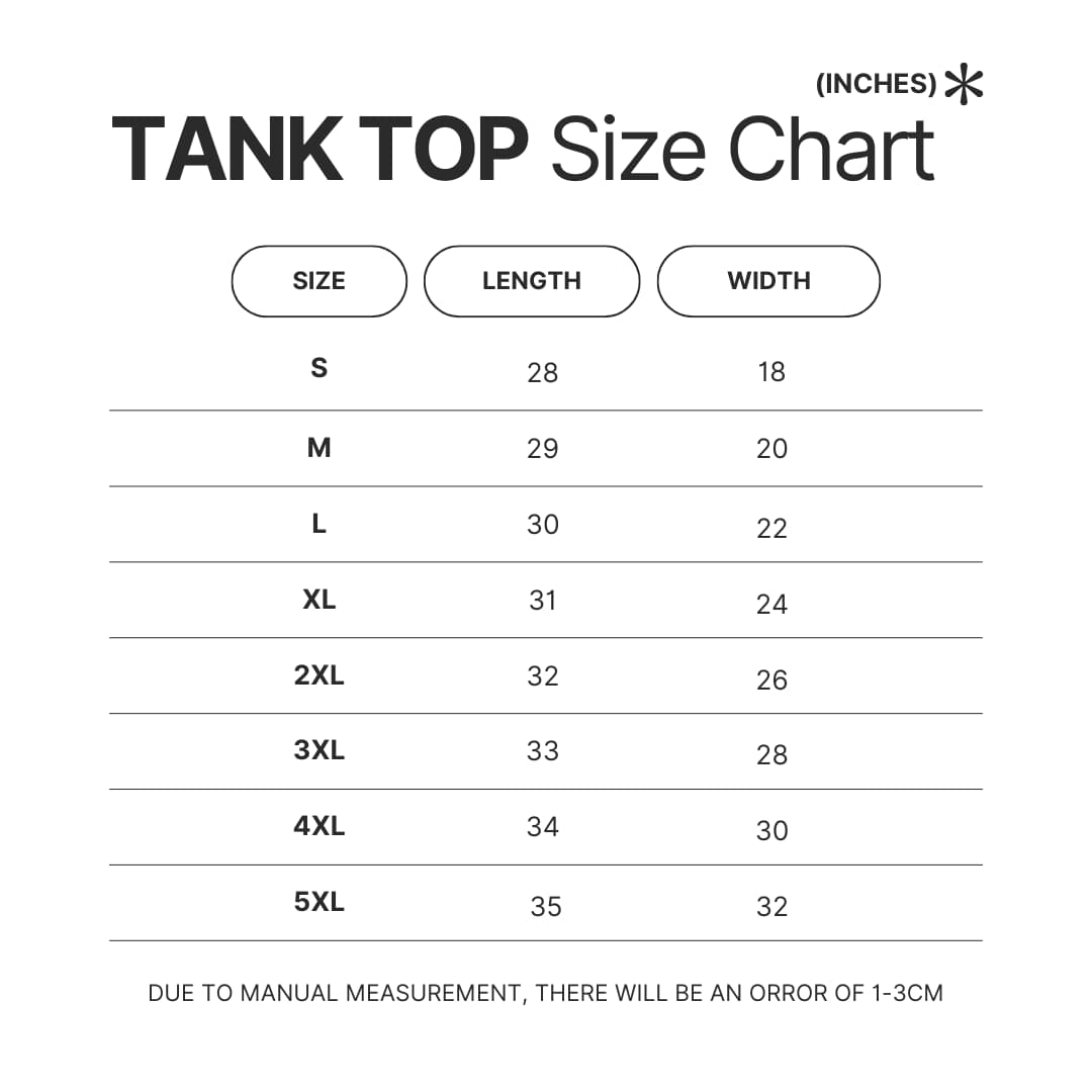 Tank Top Size Chart - Ultraman Merch