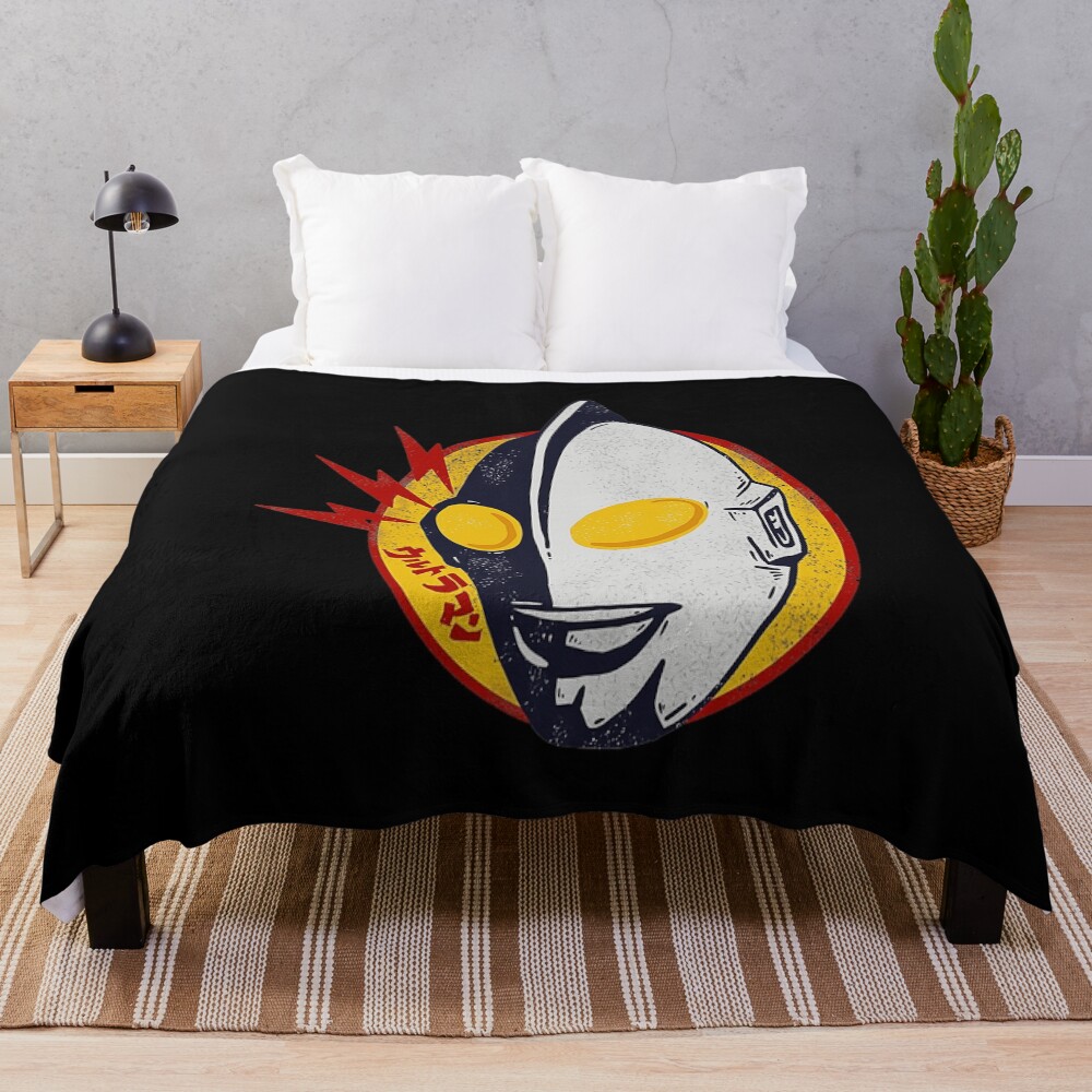 Half Face Yellow Eyes Hero Mask Throw Blanket