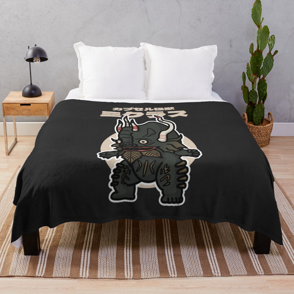 Capsule Kaiju Miclas Chibi Style Kawaii Throw Blanket