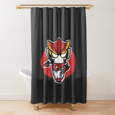 Ultraman Rosso Chibi Style Kawaii Shower Curtain