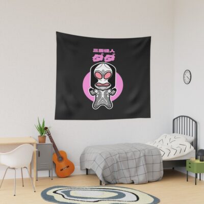 Three Faced Alien Dada Chibi Style Kawaii Tapestry
